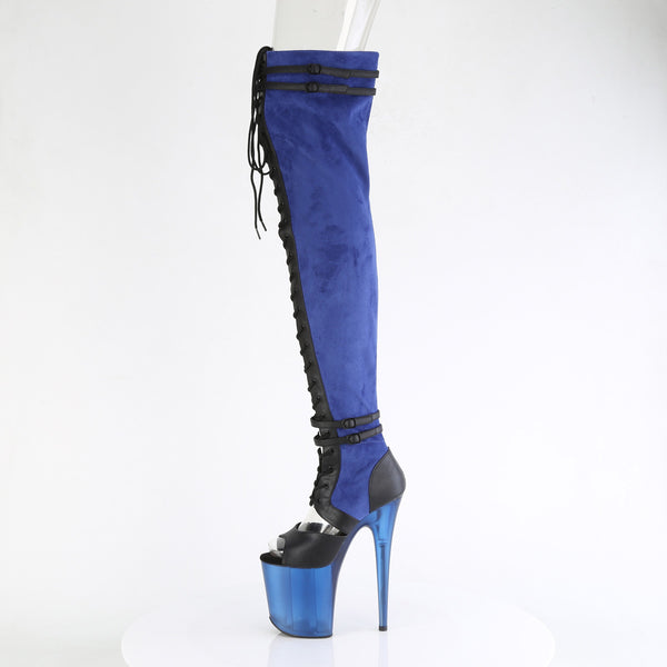 FLAMINGO-3027 Plateau Overknee Stiefel - Blau von Pleaser – Ansicht 3