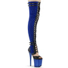 FLAMINGO-3027 Plateau Overknee Stiefel - Blau von Pleaser