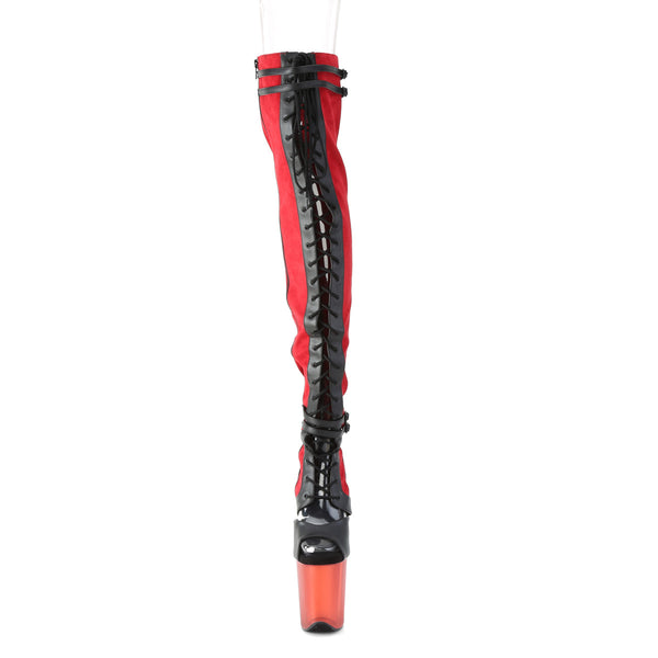 FLAMINGO-3027 Plateau Overknee Stiefel Rot Matt von Pleaser – Ansicht 2