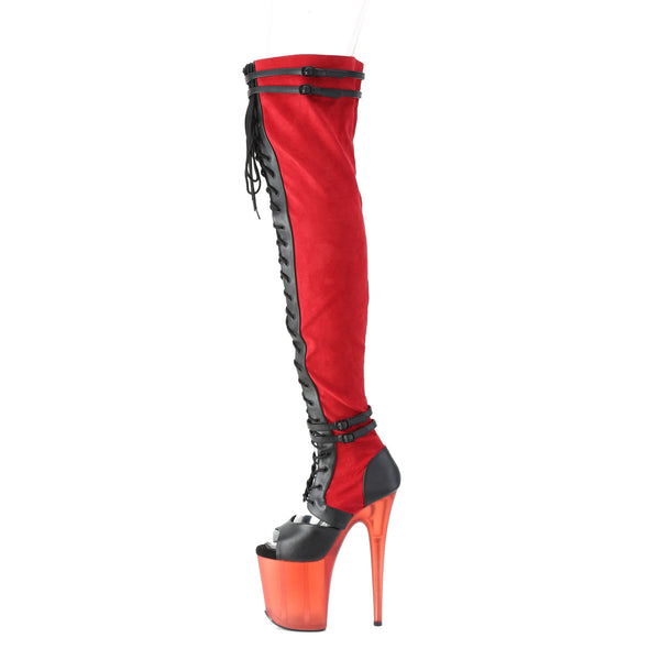 FLAMINGO-3027 Plateau Overknee Stiefel Rot Matt von Pleaser – Ansicht 3