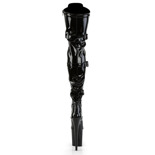 FLAMINGO-3028 Plateau Overknee Stiefel Schwarz von Pleaser – Ansicht 4