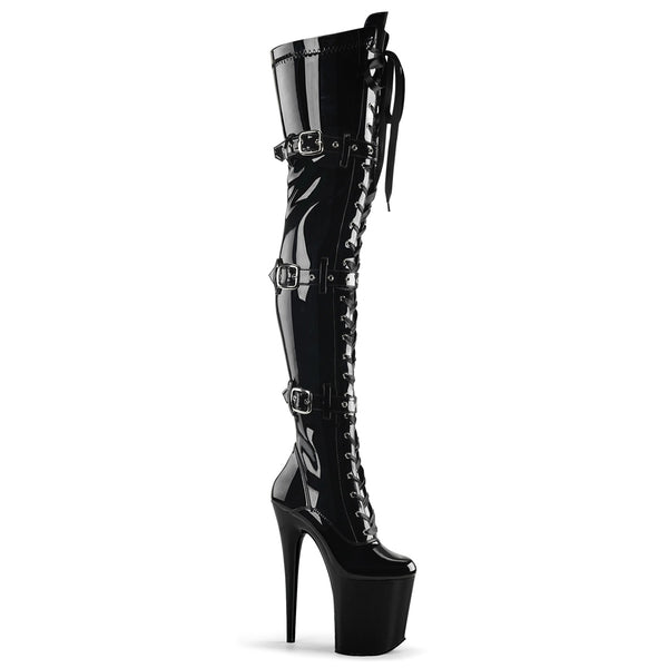 FLAMINGO-3028 Plateau Overknee Stiefel Schwarz von Pleaser
