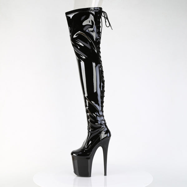 FLAMINGO-3850 Plateau Overknee Stiefel Schwarz Lack von Pleaser – Ansicht 3