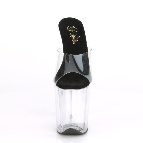 FLAMINGO-801 Plateau Pantoletten Schwarz/Transparent von Pleaser – Ansicht 2