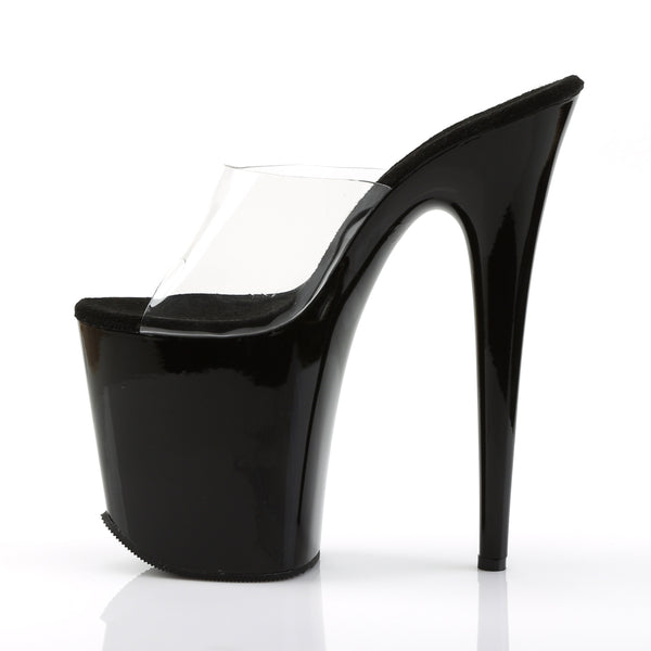 FLAMINGO-801 Plateau Pantoletten Transparent/Schwarz von Pleaser – Ansicht 3