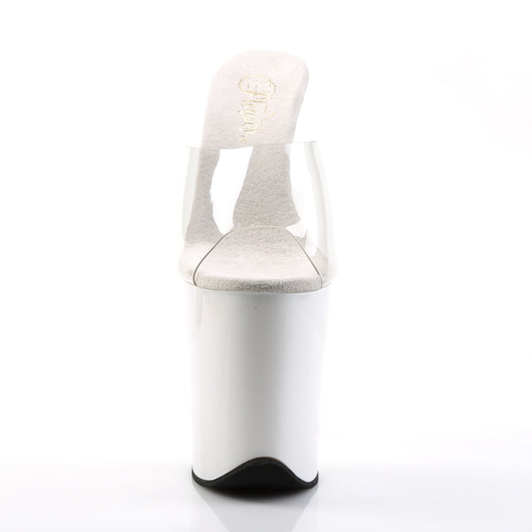 FLAMINGO-801 Plateau Pantoletten Transparent/Weiß von Pleaser – Ansicht 2