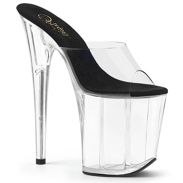 FLAMINGO-801 Plateau Pantoletten Schwarz/Transparent von Pleaser