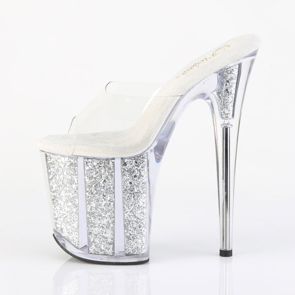 FLAMINGO-801G Plateau Pantoletten Silber von Pleaser – Ansicht 3
