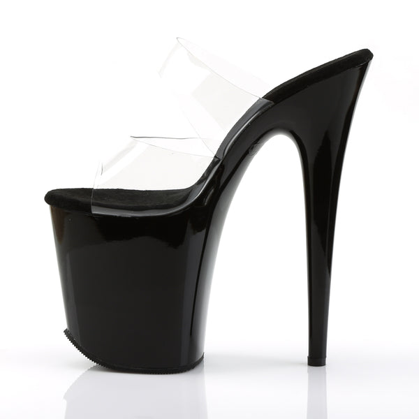 FLAMINGO-802 Plateau Pantoletten Transparent/Schwarz von Pleaser – Ansicht 3
