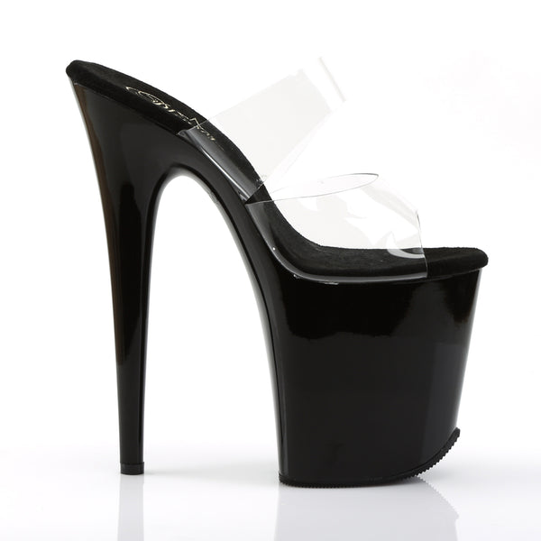 FLAMINGO-802 Plateau Pantoletten Transparent/Schwarz von Pleaser – Ansicht 5