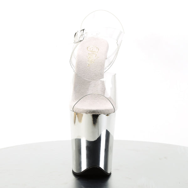 FLAMINGO-808 Plateau Sandaletten Silber | Pleaser