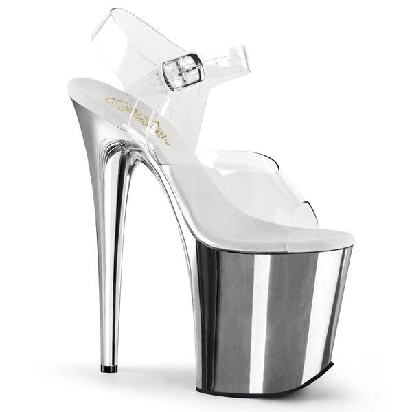 FLAMINGO-808 Plateau Sandaletten Silber | Pleaser