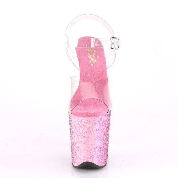 FLAMINGO-808CF Plateau Sandaletten - Pink Glitzer von Pleaser – Ansicht 2