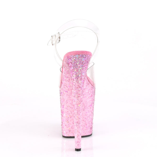 FLAMINGO-808CF Plateau Sandaletten - Pink Glitzer von Pleaser – Ansicht 4