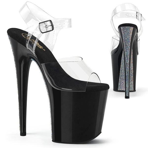 FLAMINGO-808CRS-2 Plateau Sandaletten - Transparent/Schwarz von Pleaser