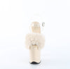 FLAMINGO-808FUR Plateau Sandaletten Beige Lack Kunstfell | Pleaser