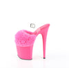 FLAMINGO-808FUR Plateau Sandaletten Pink Lack Kunstfell | Pleaser