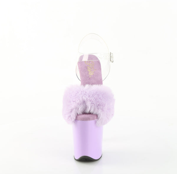 FLAMINGO-808FUR Plateau Sandaletten Lila Lack Kunstfell | Pleaser