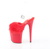 FLAMINGO-808FUR Plateau Sandaletten Rot Lack Kunstfell | Pleaser