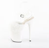 FLAMINGO-808FUR Plateau Sandaletten Weiß Lack Kunstpelz | Pleaser