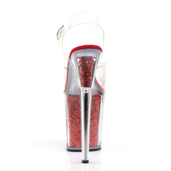 FLAMINGO-808G Plateau Sandaletten Rot Glitzer | Pleaser