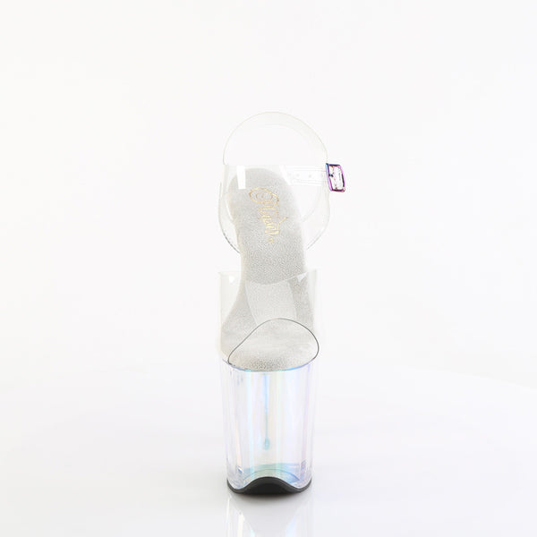 FLAMINGO-808HT Plateau Sandaletten Transparent/Holografisch | Pleaser