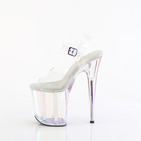 FLAMINGO-808HT Plateau Sandaletten Transparent/Holografisch | Pleaser