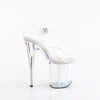 FLAMINGO-808HT Plateau Sandaletten Transparent/Holografisch | Pleaser