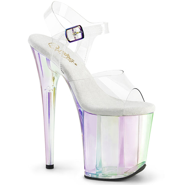 FLAMINGO-808HT Plateau Sandaletten Transparent/Holografisch | Pleaser
