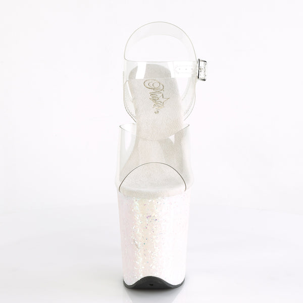 FLAMINGO-808LG Plateau Sandaletten Opal Rosa Glitzer von Pleaser – Ansicht 2