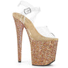 FLAMINGO-808LG Plateau Sandaletten Rose Gold Glitzer von Pleaser