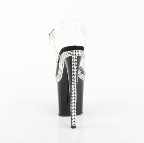 FLAMINGO-808MLS Plateau Sandaletten Schwarz Lack Strass | Pleaser