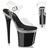 FLAMINGO-808MLS Plateau Sandaletten Schwarz Lack Strass | Pleaser