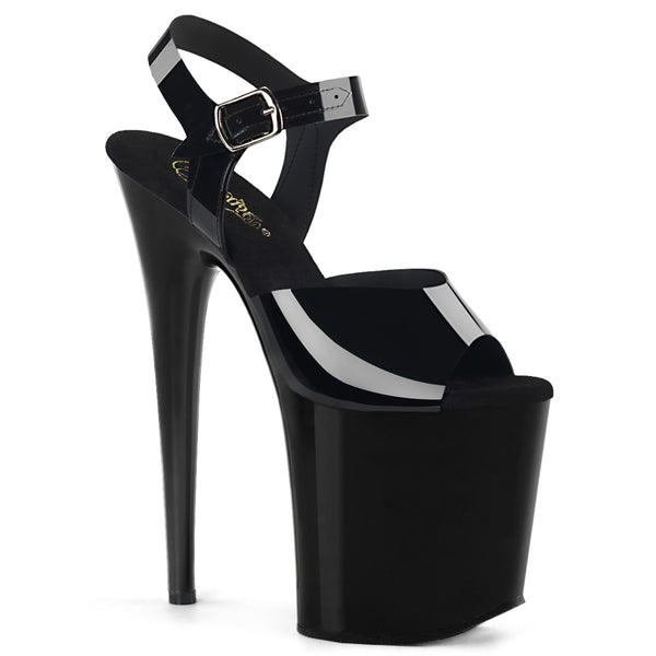 FLAMINGO-808N Plateau Sandaletten Schwarz Lack | Pleaser