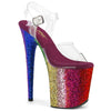 FLAMINGO-808RBG Plateau Sandaletten - Regenbogenmuster von Pleaser
