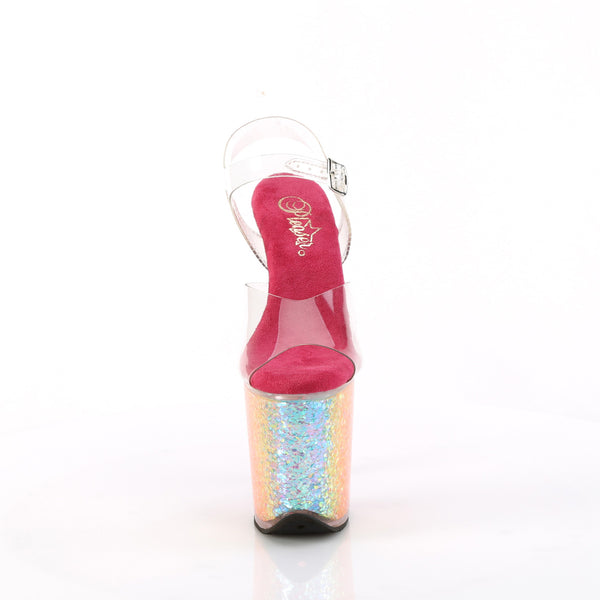 FLAMINGO-808RG-02 Plateau Sandaletten - Regenbogenmuster Pinke Sohle von Pleaser – Ansicht 2