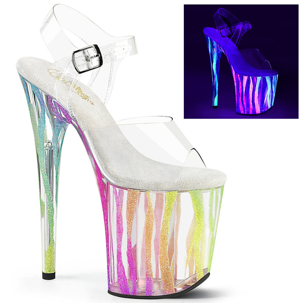 FLAMINGO-808RG-03 Plateau Sandaletten - Regenbogenmuster Glow von Pleaser