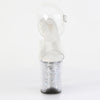 FLAMINGO-808RSI Plateau Sandaletten Silber/Transparent Glitzer | Pleaser