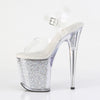 FLAMINGO-808RSI Plateau Sandaletten Silber/Transparent Glitzer | Pleaser