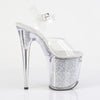 FLAMINGO-808RSI Plateau Sandaletten Silber/Transparent Glitzer | Pleaser