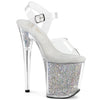 FLAMINGO-808RSI Plateau Sandaletten Silber/Transparent Glitzer | Pleaser