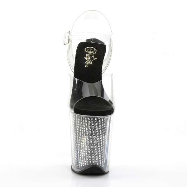 FLAMINGO-808SRS Plateau Sandaletten Silber Strass | Pleaser