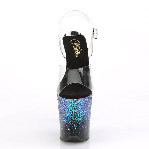 FLAMINGO-808SS Plateau Sandaletten Schwarz/Blau | Pleaser