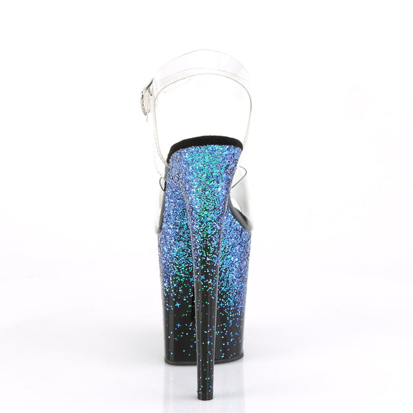 FLAMINGO-808SS Plateau Sandaletten Schwarz/Blau | Pleaser