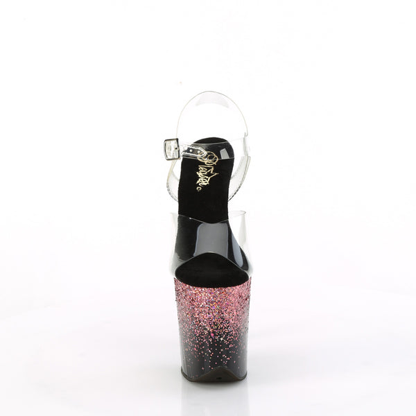 FLAMINGO-808SS Plateau Sandaletten Schwarz/Rosa | Pleaser
