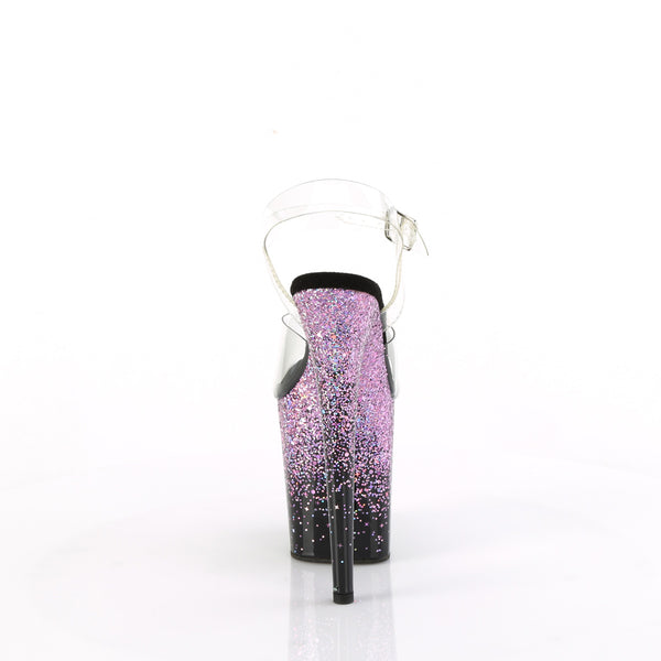 FLAMINGO-808SS Plateau Sandaletten Schwarz/Pink Glitzer | Pleaser