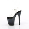 FLAMINGO-808SS Plateau Sandaletten Schwarz mit Glitzer | Pleaser