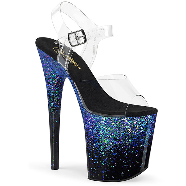 FLAMINGO-808SS Plateau Sandaletten Schwarz/Blau | Pleaser