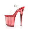 FLAMINGO-808T Plateau Sandaletten Rot Transparent | Pleaser