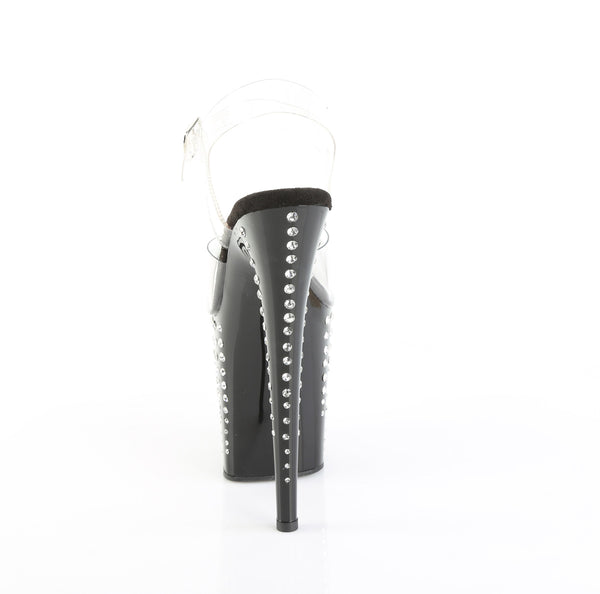 FLAMINGO-808TDRS Plateau Sandaletten Schwarz Lack Strass von Pleaser – Ansicht 4